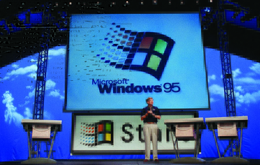 Bill Gates, fundador de Microsoft en la presentación de Windows 95 Bill Gates, fundador de Microsoft en la presentación de Windows 95